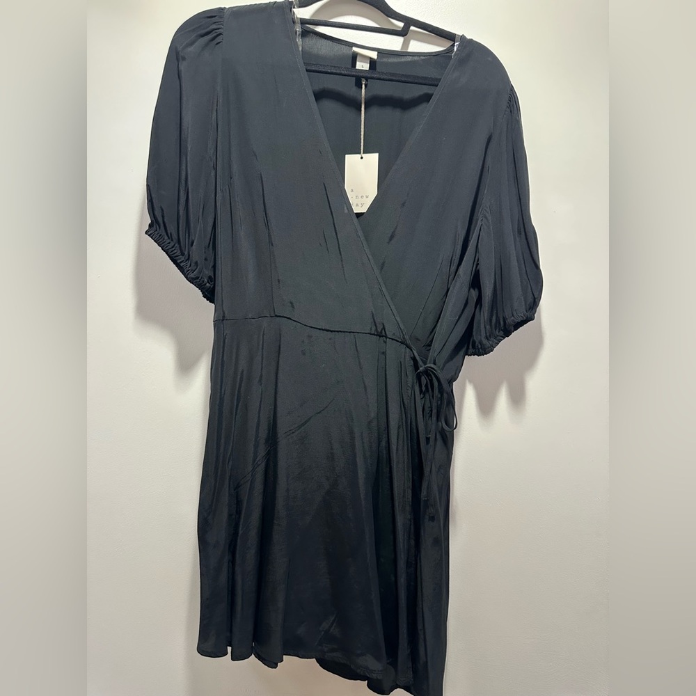a new day Black Wrap Midi Dress